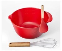 FIGMINT 3pc plastic/silicone Mixing Bowl  Whisk  S