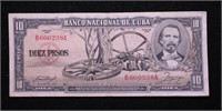 1956 CUBA 10 PESOS  VF