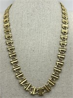 Vintage Gold Tone Crimped Link Necklace