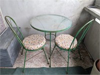 Wrought Iron/Glass Topped Patio Table & Chairs