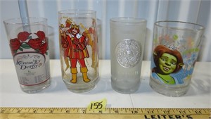 Lot of 4 Collectible Glasses - 1979 Burger King