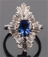 PLATINUM DIAMOND BLUE TANZANITE COCKTAIL RING