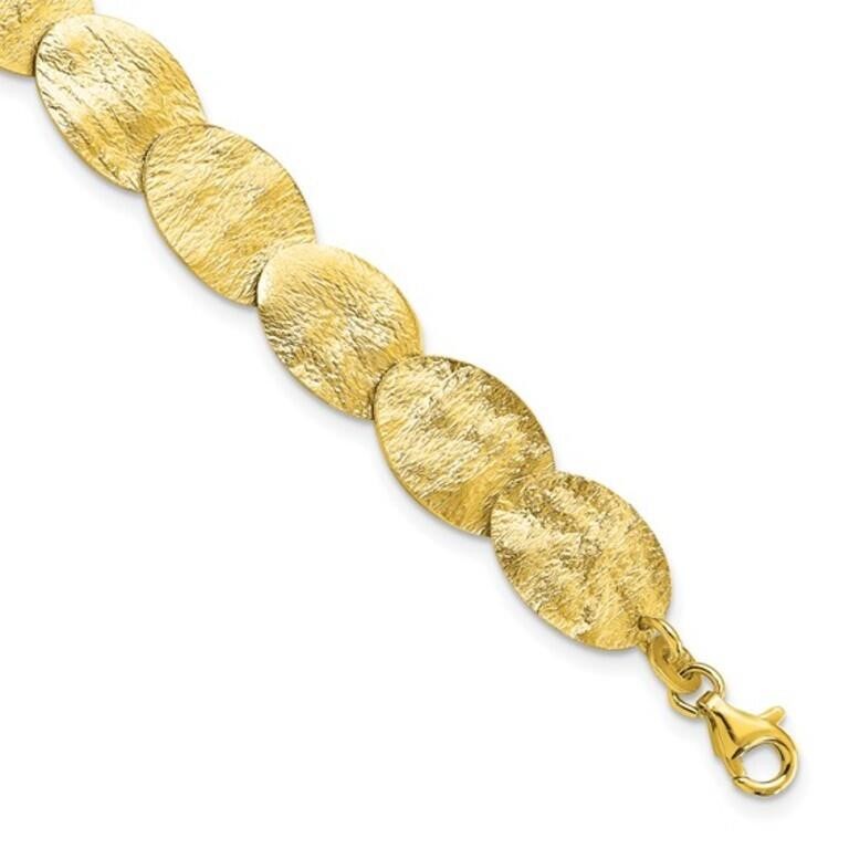 Sterling Silver Gold-tone Textured Bracelet