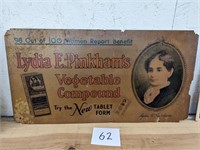Early 1900s Lydia Pinkham's Cardstock Sign