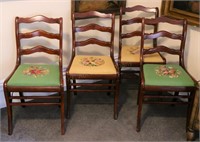 4 Tell City Folding Needlepoint Mahogany Chairs