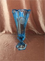 Blue Coin Glass Vase - 8"