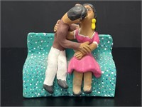 Mexican Folk Art Risque Couple on Bench VTG