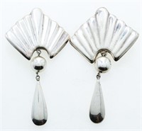 Vintage 925 Sterling Silver Fan Style Earrings, Dr