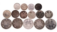 Lot  - 15 Canada Historical Silver Coins = Pre 193