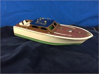 Vintage Handcrafted Wooden Motorboat