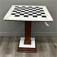 Antique Marble and Wood Chess Table