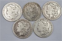 (5) 1882-1891 Morgan Silver Dollars - G