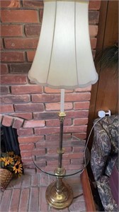 Floor Lamp Brass & Glass 56”