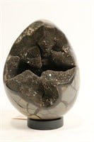 LARGE SEPTARIAN DRAGON EGG ON STAND