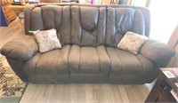 Comfy reclining sofa 94" w, well loved, w/cushions