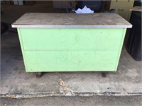 ANTIQUE STORE COUNTER IN ORIGINAL GREEN PAINT