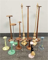 Group of 15 vintage, etc. hat stands - assorted