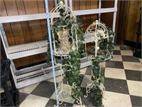 2 Painted Cast Iron Stand Displays 41" & 36" Tall