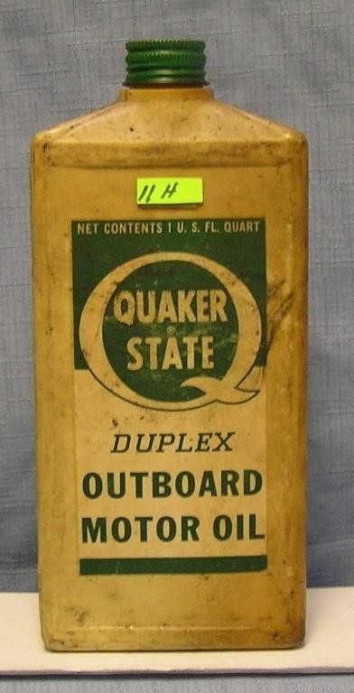 Vintage Quaker State Duplex outboard motor oil con