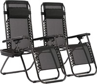 FDW Zero Gravity Chairs Patio Set of 2 Black