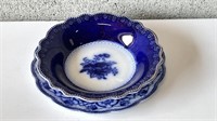 Vtg. Blue & White Bowl & Plate