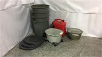 Trashcans, gas cans & buckets