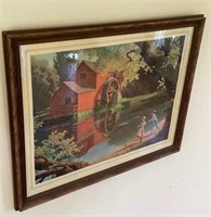 Framed under glass vintage print, The Old Mill