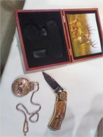 Knife and pocket watch in case
