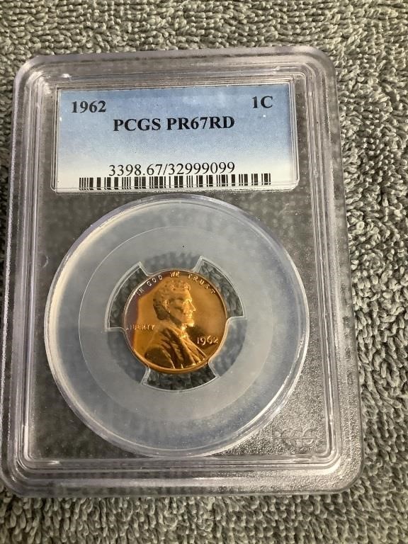 1962 PCGS PR67RD 1 Cent Piece