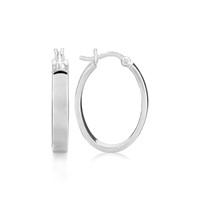 Sterling Silver Flat Style Oval Hoop Earrings