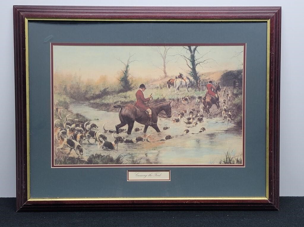 CROSSING THE FORD Print by G. Wright, Fox Hunting