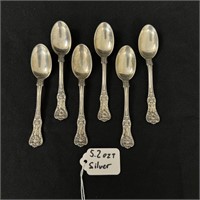 6 Tiffany Sterling Silver Spoons - 5.2 Troy oz.