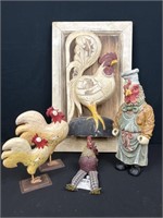 Wood and resin chickens large chicken framed made