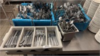 Lot (6) Containers of Knives, Forks, and Spoons