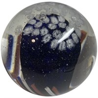 Vintage Signed Artist Signed  Glass Paperweight