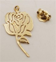 (JL) 14kt Yellow Gold Rose Charm and Earring Back