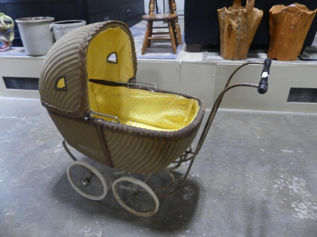 CHILD'S WICKER DOLL PRAM 36" LONG