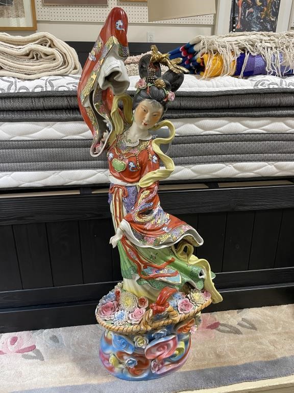 ASIAN CERAMIC DANCING WOMAN STATURE