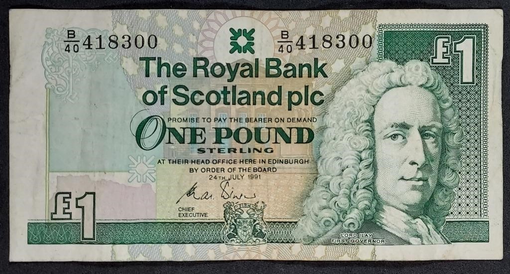 1991  The Royal bank of Scotland  1 Pound note
