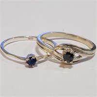 2 Sterling Silver Gemstone Rings SJC