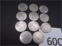 Eleven 1971D Eisenhower Dollar Coins