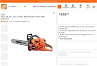 FM8513  ECHO Timber Wolf Chainsaw, 20'' 59.8cc