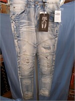 COPPER RIVET Slim Fit Distressed Jeans, Size 30/32