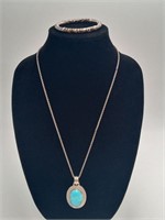 Sterling Turquoise Navajo Necklace & Bracelet