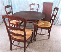 6 PC VNTG WOOD DINING SET LOUIS XV STYLE  W/LEAF