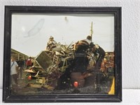 Framed Photo Of Wrecked Nascar Vehicle