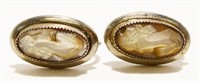 Vintage Sterling Silver Clip-On Cameo Earrings 5g