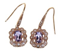 Radiant Cut 2.70 ct Kunzite Dangle Earrings