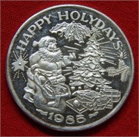 1985 Happy Holidays 1 Ounce Silver Commemorative