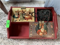 DECORATIVE TRAY W HINGED COMPARTMENTS